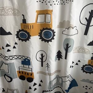 Kids Bathroom Shower Curtain and Art Work - Construction Site